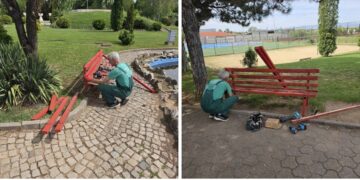 Паркот на револуцијата – Могила добива нов лик: ЈКП Комуналец Прилеп ја започна обновата на клупите